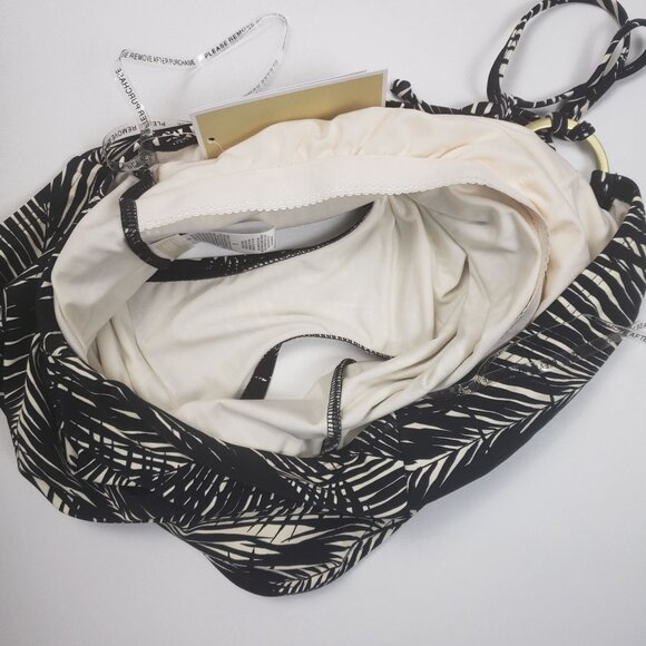 Michael Kors Black Sonoran Palm Logo Ring Halter One-Piece Swimsuit Size 8 NWT - Picture 13 of 16